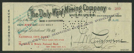 BANK_CHECK_-_NATIONAL_CITY_BANK_1920_-_DALY_WEST_MINING_CO_209_-_0000_THR__EMBOSS.jpg