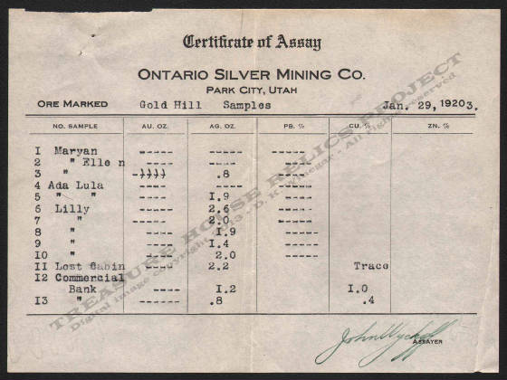 LETTERHEAD/ASSAY_ONTARIO_SILVER_MINING_COMPANY_GOLD_HILL_1923_1_29_B_300_CROP_EMBOSS.jpg