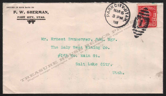 LETTERHEAD/POSTAL_COVER_SHERMAN_F_W_PARK_CITY_UTAH_1905_3_5_DSW_300_CROP_EMBOSS.jpg