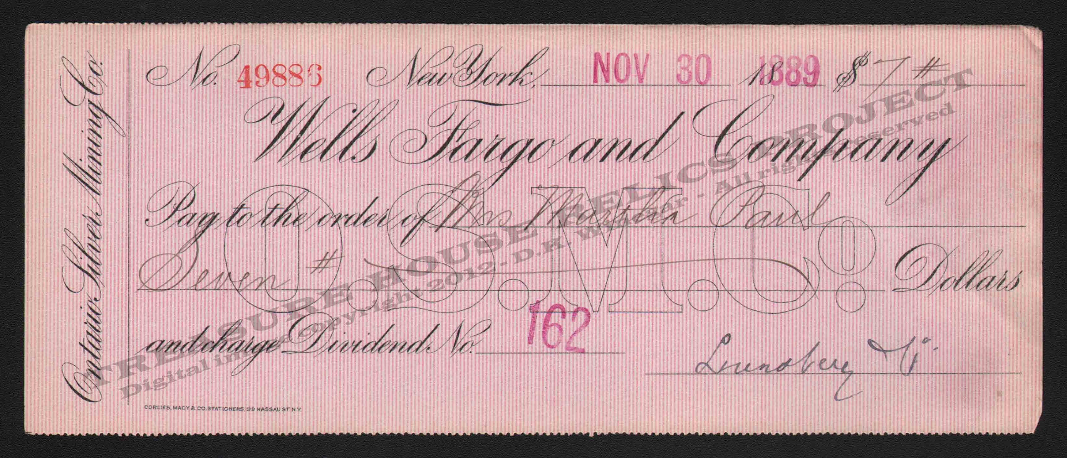 LETTERHEAD/CHECK_-_ONTARIO_SILVER_MINING_COMPANY_49886_NEW_YORK_11_30_1889_BAM_31_CROP_EMBOSS.jpg