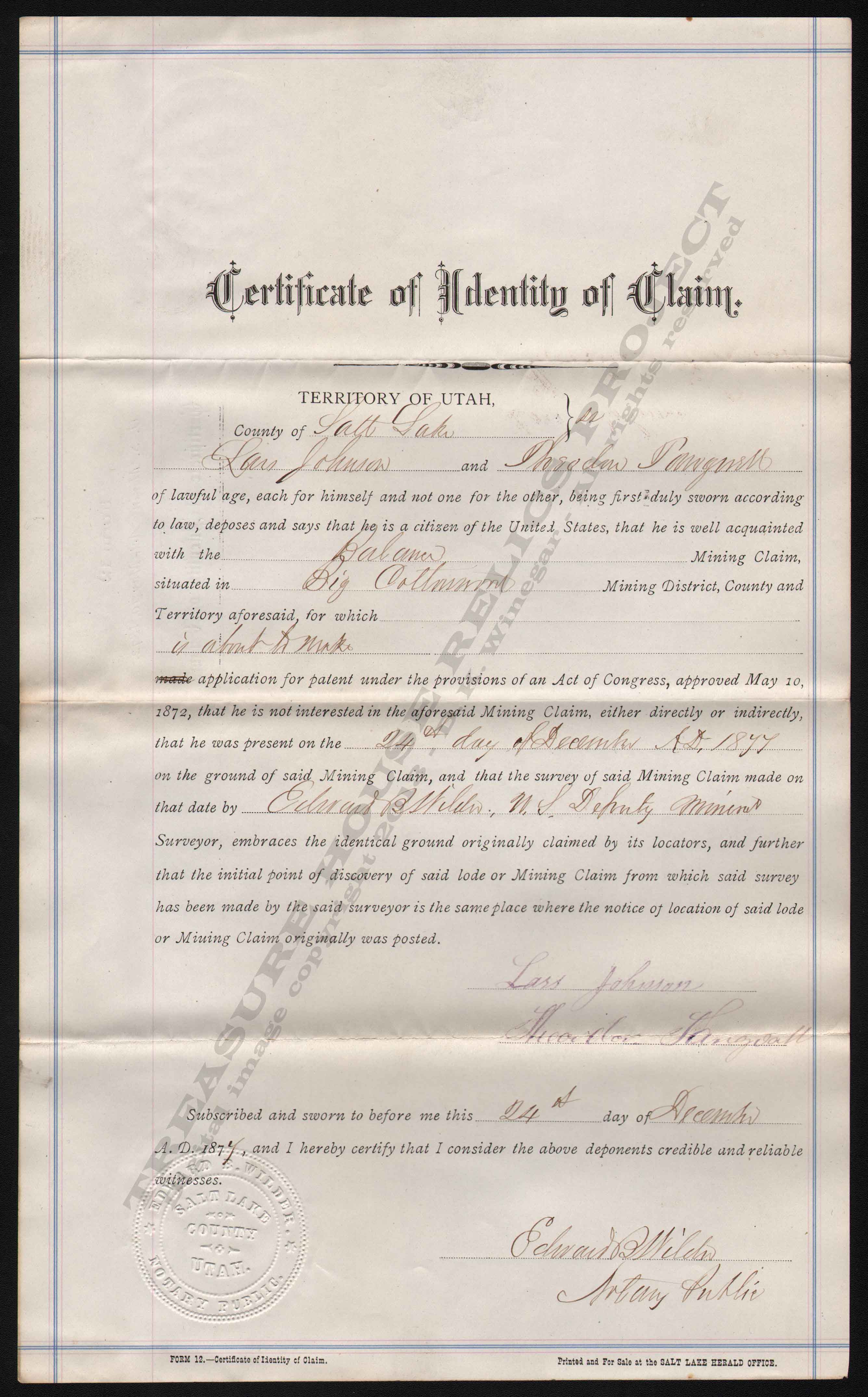 LETTERHEAD/LEGAL_CERTIFICATE_OF_IDENTITY_OF_CLAIM_BALANER_1877_12_24_P1_300_CROP_EMBOSS.jpg